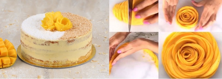 تزیین کیک با میوه استوایی