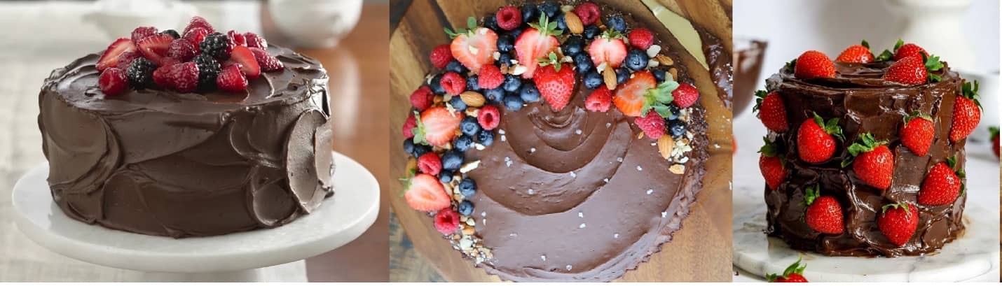 تزیین کیک شکلاتی با میوه