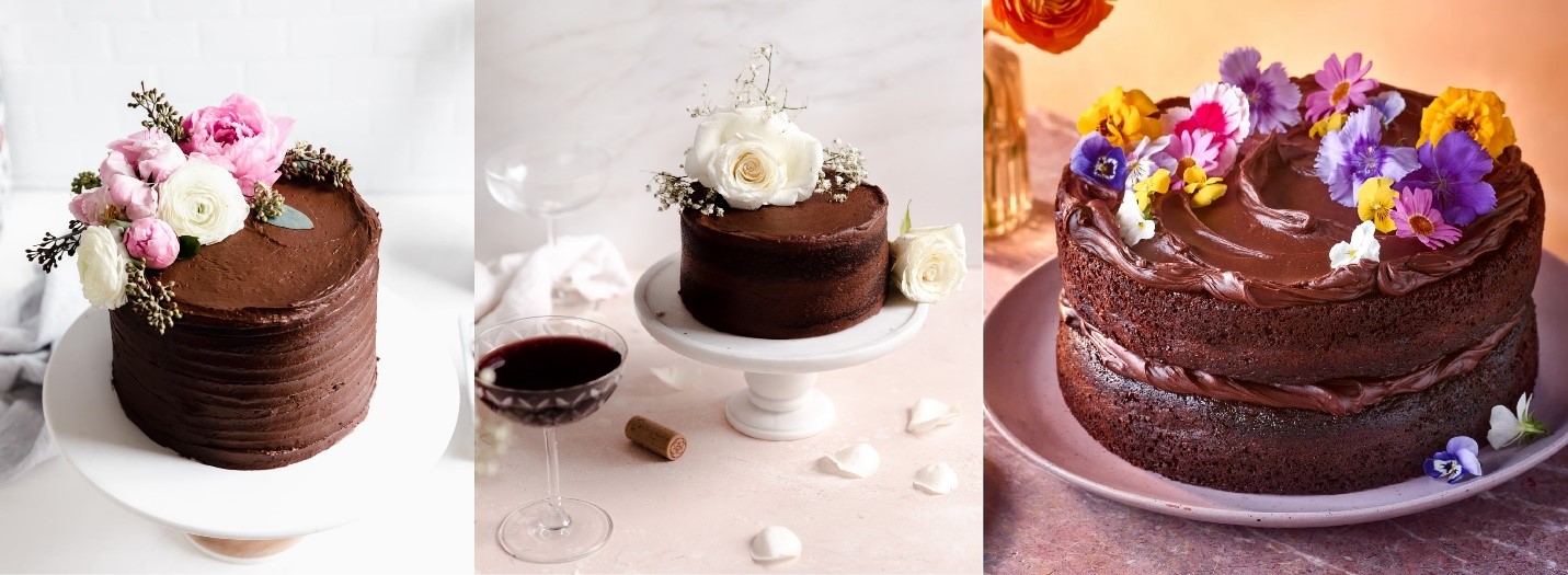 تزئین کیک با گل و شکلات