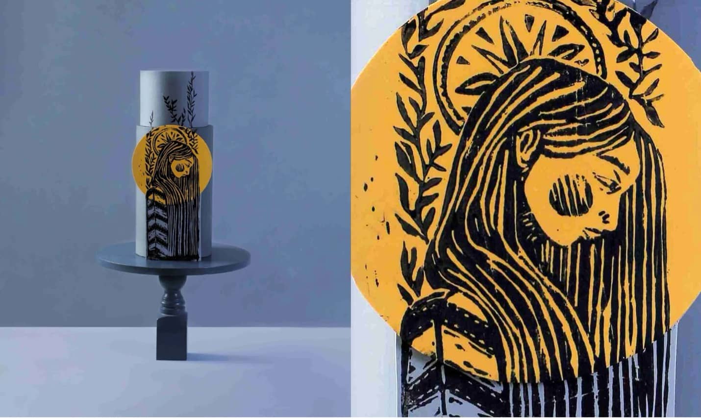 طرح آماده شده کیک دختر خورشید