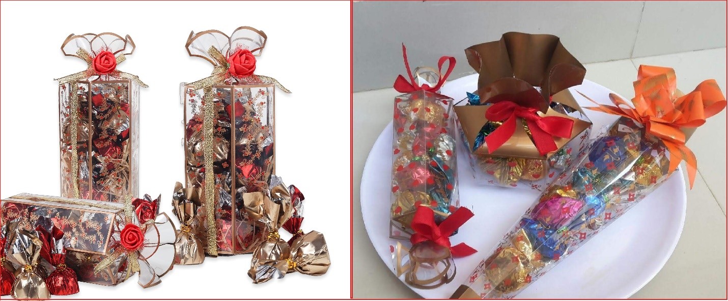 مرحله اخر بسته بندی شکلات یلدا