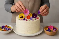 تزیین کیک با گل طبیعی و خوراکی